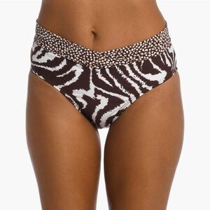 La Blanca Brown and White Zebra Print Bikini Bottom high waisted size 4